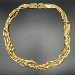 Vintage Liquid Gold-Plated Multi Chains 10 Stand Necklace 23" 3/4" w Cobra Chain
